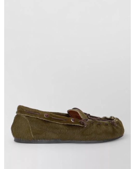 P.A.R.O.S.H. Brown Moccasin Slippers Casual Style Faux Fur