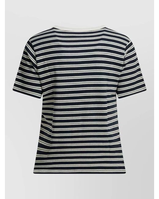 Ines De La Fressange Paris Black Striped Crew Neck Short Sleeve Top