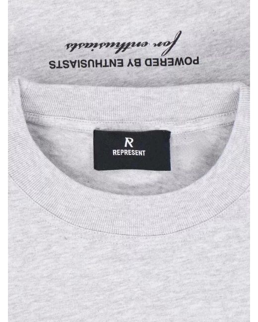 Represent White Logo Print Cotton Relaxed Fit Short Sleeve T-Shirt for men