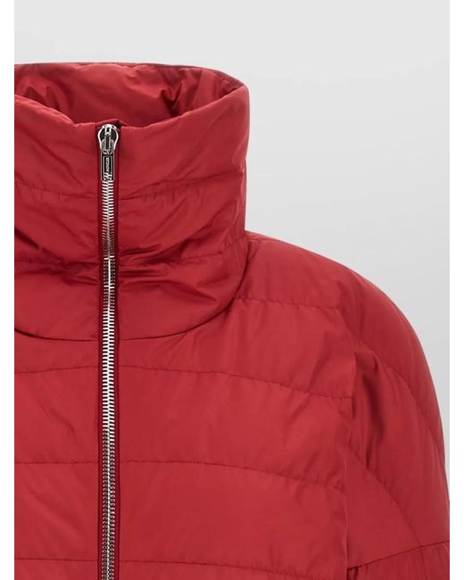 Rick Owens Red Moncler Cropped Down Jacket High Collar