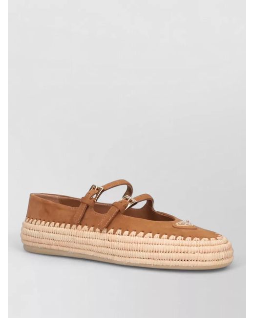 Prada Brown Leather Espadrilles