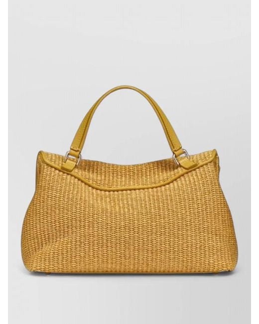 Zanellato Metallic Woven Shoulder Bag Metal Hardware Top Handle