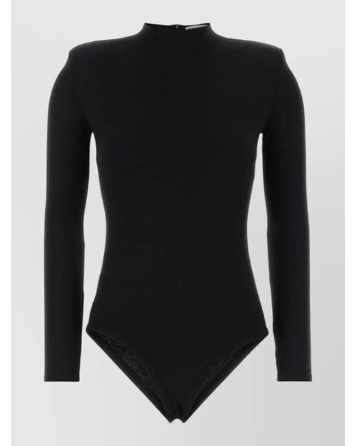 Jil Sander Black Wool Bodysuit Comfortable Fit High Neck