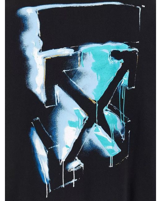 Off-White c/o Virgil Abloh Blue Spray Arrow Skate Hooded Knit Sweatshirt for men