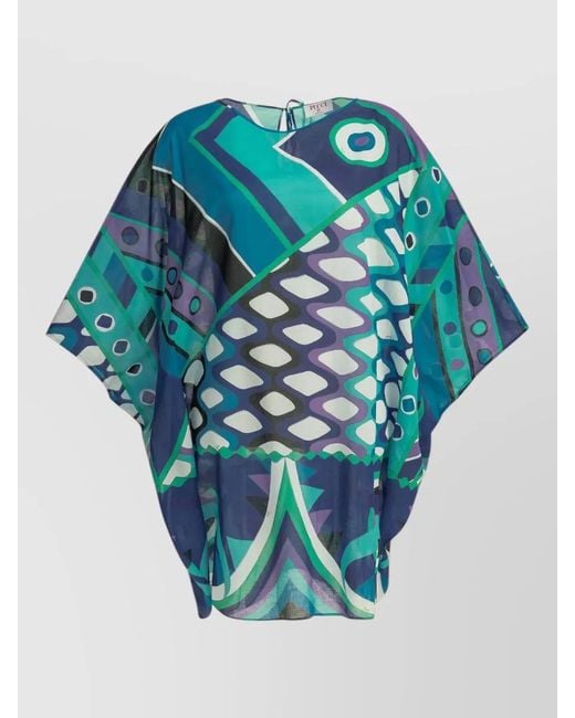 Emilio Pucci Blue Vivara Beach Kaftan Dress Loose Fit