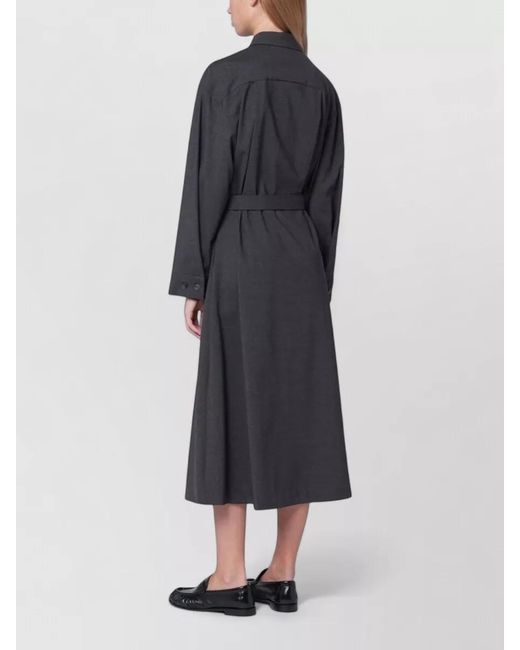 P.A.R.O.S.H. Blue Long Sleeve Dress Belted Waist Design
