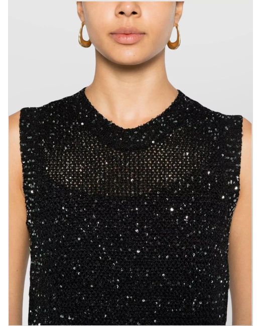 Golden Goose Deluxe Brand Black Knitted Vest With Sequins Embell