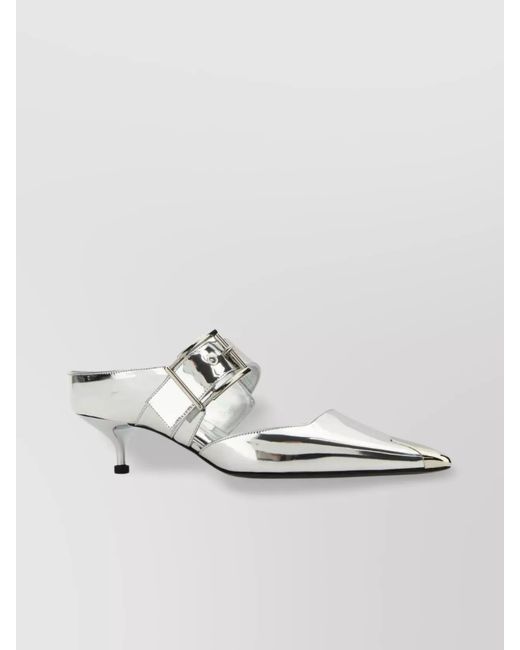 McQueen White Leather Mules