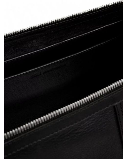 AMI Black Shoulder Clutch Smooth Leather Strap