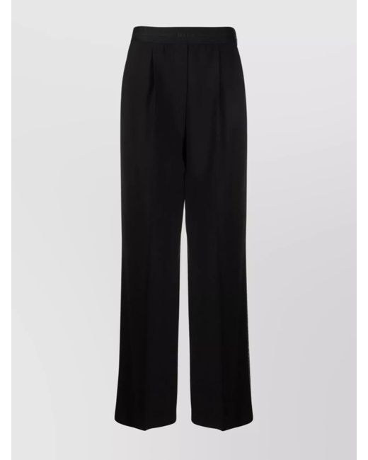 MSGM Black Wide-Leg High-Waist Trousers Pleated Design