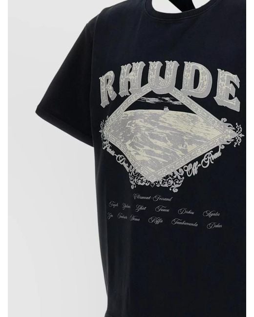 Rhude Black Crew Neck Graphic Print Short Sleeve Shirt for men