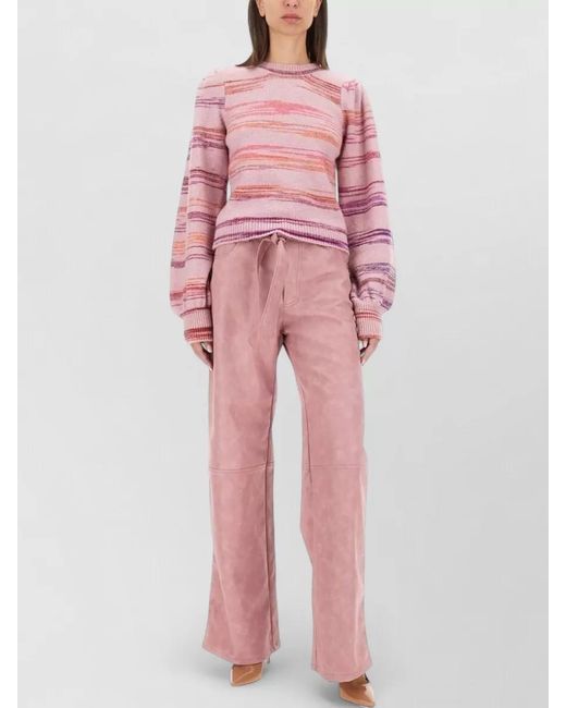 Baum und Pferdgarten Pink Striped Crew Neck Knit Pullover