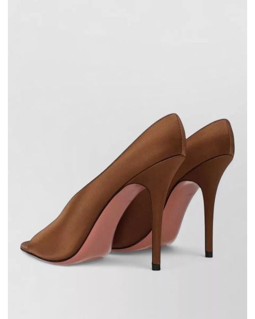 AMINA MUADDI Brown Satin High Heel Mules