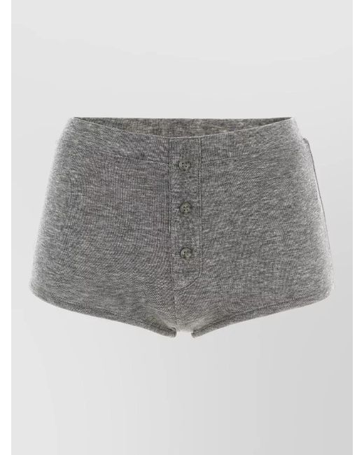 Entire studios Gray Ribbed High-Rise Button Shorts