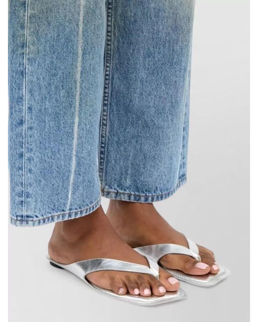 MM6 by Maison Margiela White Metallic Flat Sole Open Square Toe Sandals