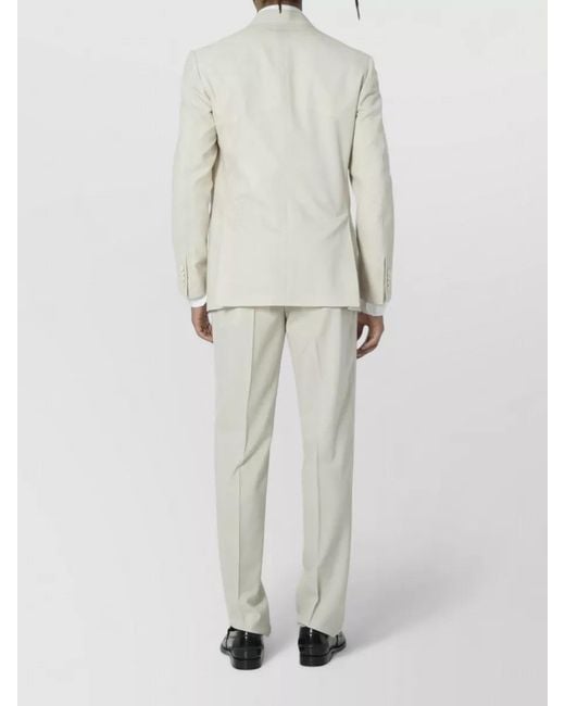 Lardini White Double Breasted Peak Lapel Straight Leg Suit for men