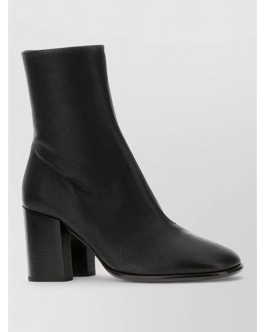 Dries Van Noten Black Leather Ankle Boots