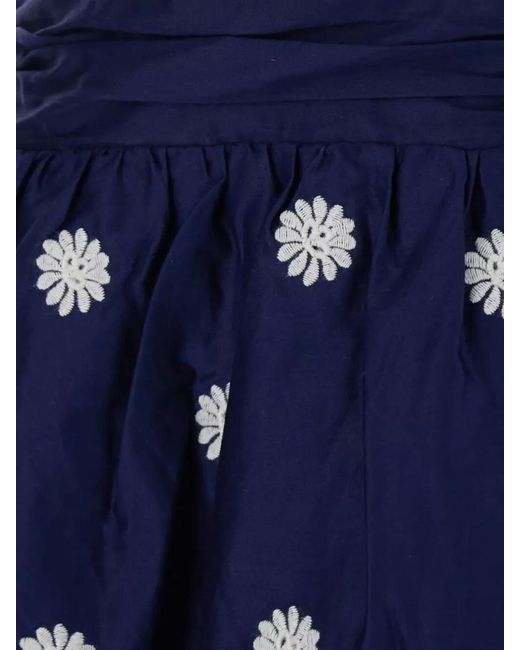 Farm Rio Blue Sleeveless Midi Dress Halter Neck Embroidery