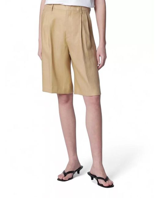 Tagliatore Natural Pleated Bermuda Pants Belt Loops Pockets