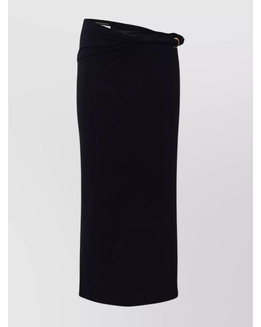 Versace Blue Gathered Below-Knee Pencil Skirt