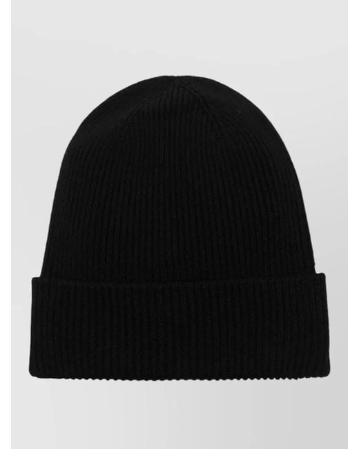 Moncler Black Ribbed Texture Knitted Hat Seasonal Accessory for men