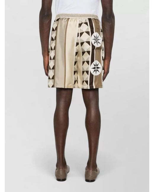 Loewe Natural Silk Shorts Geometric Pattern Mid Length for men