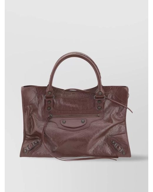 Balenciaga Brown Le City Medium Leather Shoulder Bag