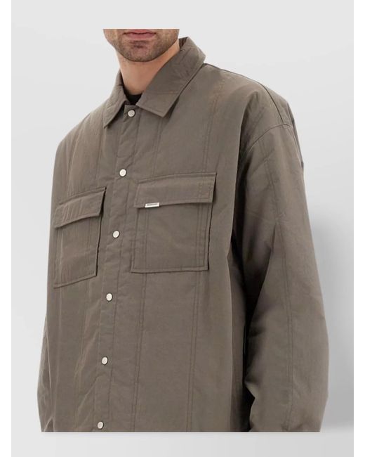 Represent Gray Quilted Shirt Jacket for men