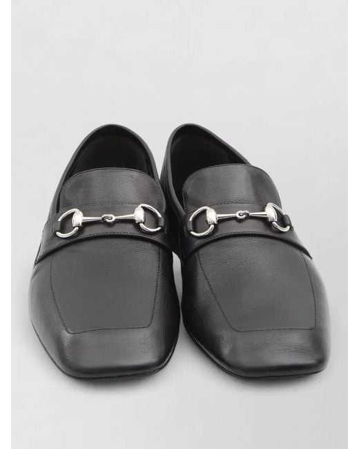 Gucci Leather Loafers Horsebit Detail Square Toe in Black for Men
