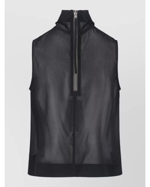 Rick Owens Black High Neck Sleeveless Sheer Top Design
