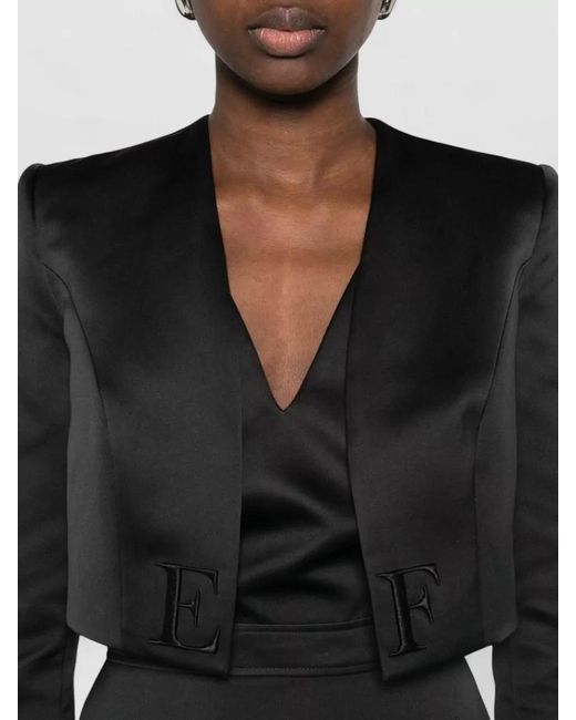 Elisabetta Franchi Black Appliqué Short-Sleeve Mini Dress