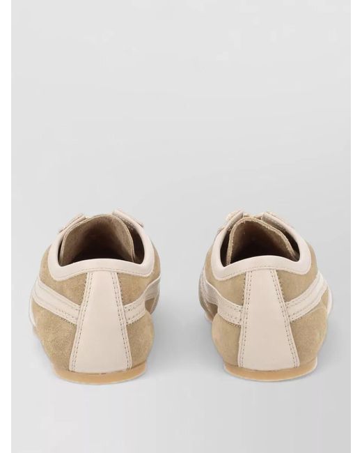 Dries Van Noten Natural Suede Sneakers Round Toe Rubber Sole Panels