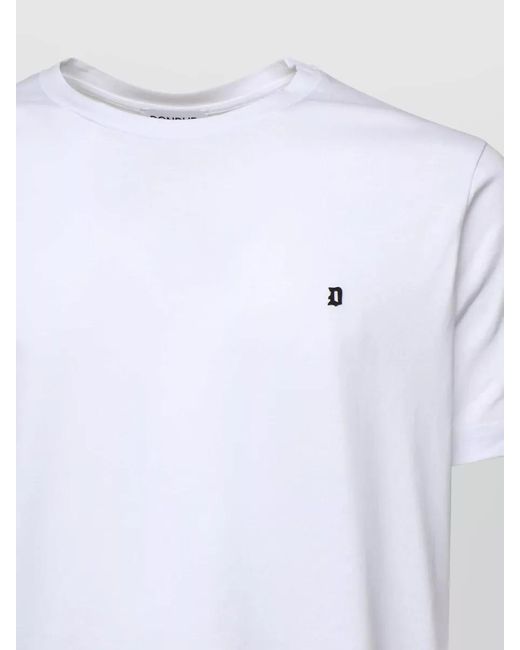 Dondup White Cotton Crew Neck Short Sleeve Top for men
