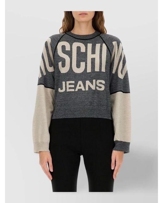 Moschino Gray Wool Logo Sweatshirt