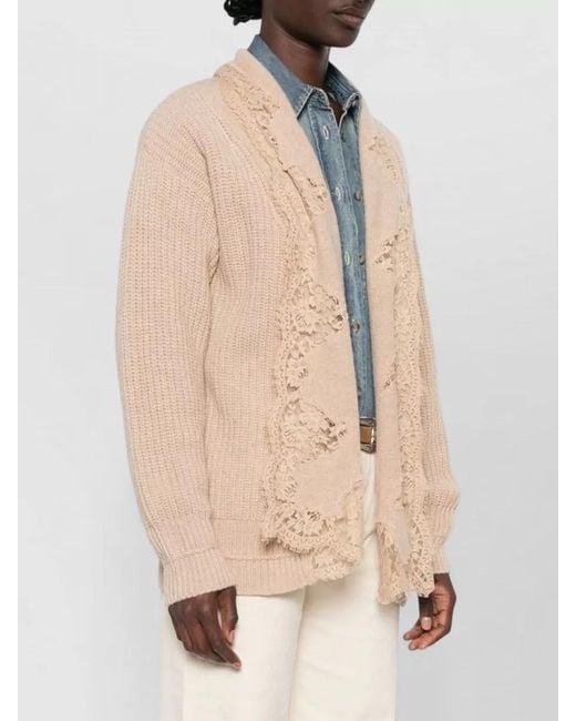 ERMANNO FIRENZE Natural Cardigan Long Sleeves Relaxed Fit Lace Detailing