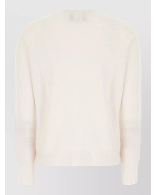 Vanisé White Cashmere Sweater V Neck Long Sleeves