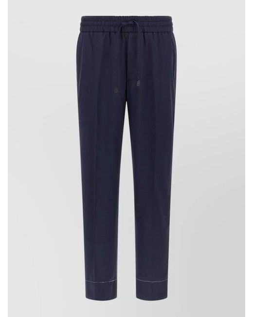 Brioni Blue Wool Straight Leg Trousers for men