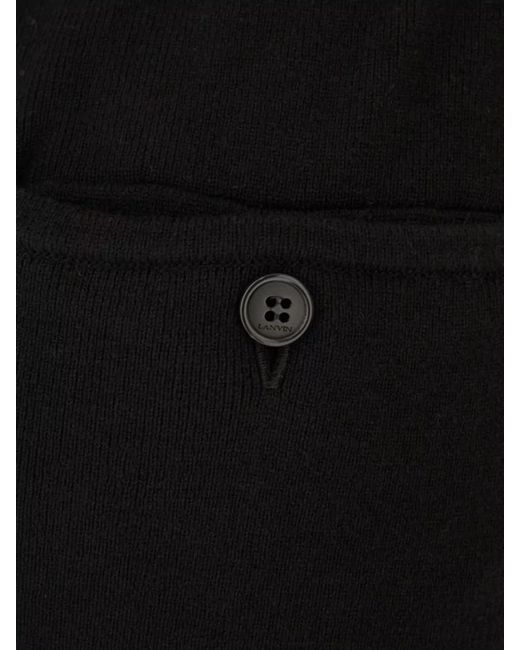 Lanvin Black Cashmere Straight-Leg Trousers