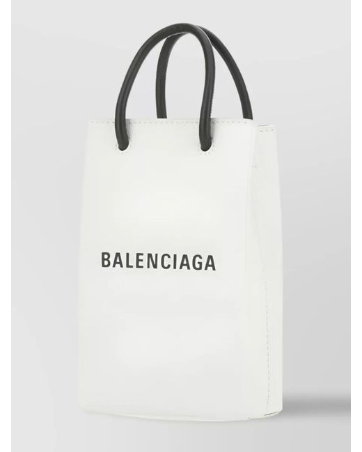 Balenciaga White Shopping Leather Phone Case