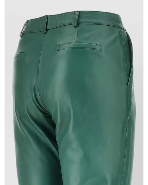 Frankie Shop Green Straight Leg Pants Belt Loops Pockets