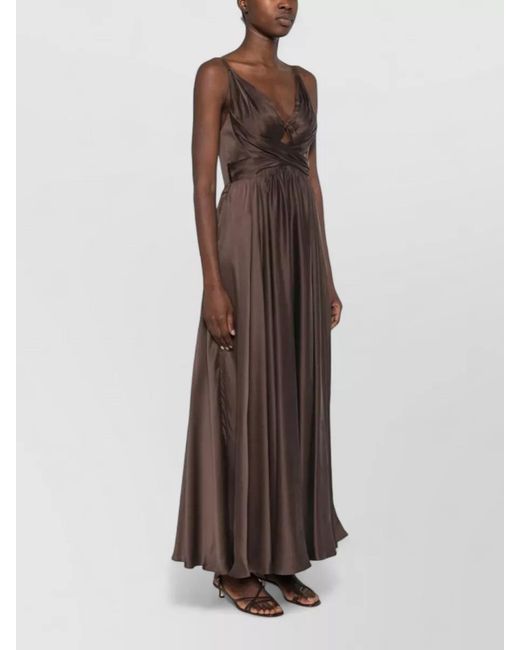 Zimmermann Brown Silk Draped Maxi Dress