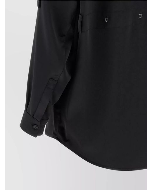 Moncler Genius Black Satin Long-Sleeve Logo Shirt