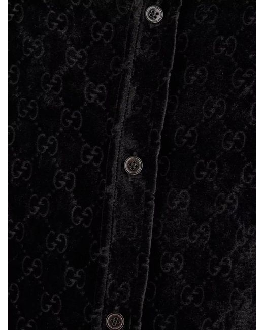 Gucci Black Stretch Velvet Shirt Long Sleeves Design for men