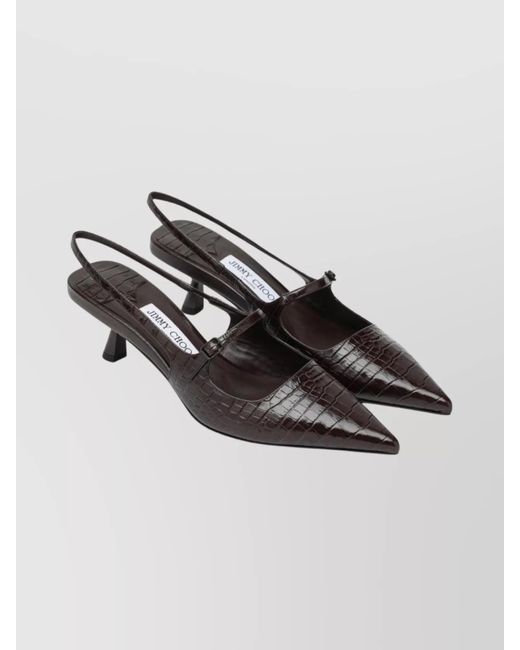 Jimmy Choo Brown Crocodile-Effect Pumps
