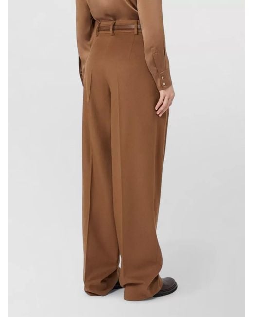 Max Mara Brown High Waist Pleated Tailored Wide Leg Pants