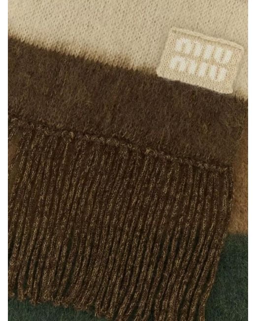Miu Miu Green Mohair Wool Scarf With Fringes