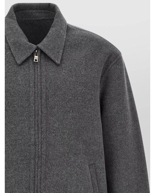 Giorgio Brato Gray Cashmere Wool Jacket Collared Elastic Hem for men