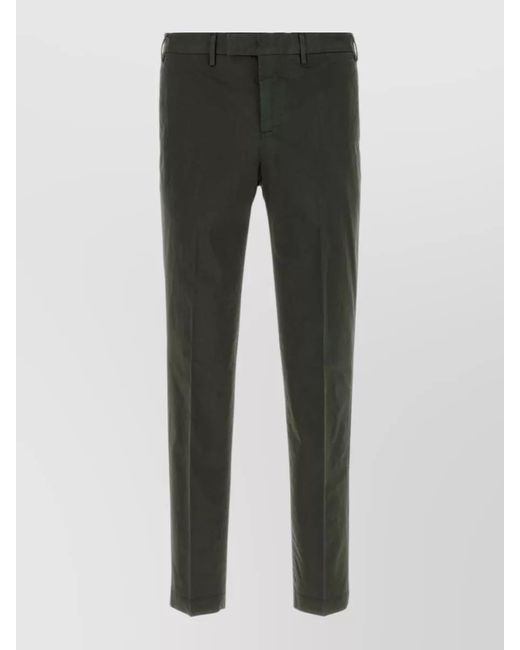 PT Torino Gray Stretch Cotton Trousers Tailored Design Belt Loops for men