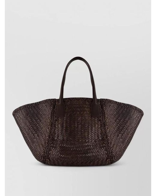 Dragon Diffusion Brown Woven Tote Bag Dual Top Handles