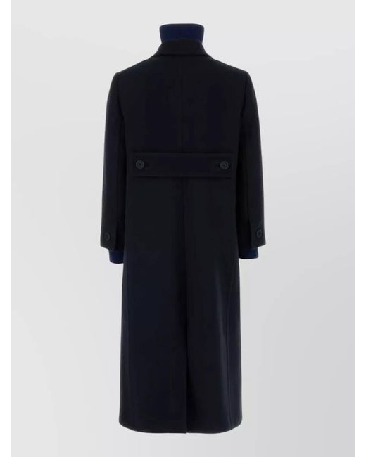 Prada Blue Virgin Wool Double-Breasted Coat